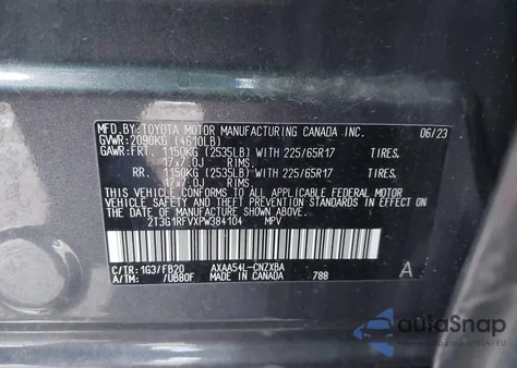 2023 Toyota Rav4 Le из США, поврежденный, VIN 2T3G1RFVXPW384104